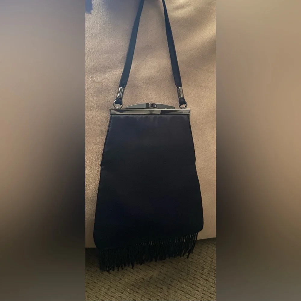 Vintage Satin Small Black Purse - Picture 1 of 2